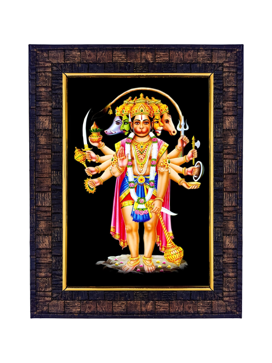 

Hawai Gold-Toned Wooden Panchmukhi Hanuman Photo Frame