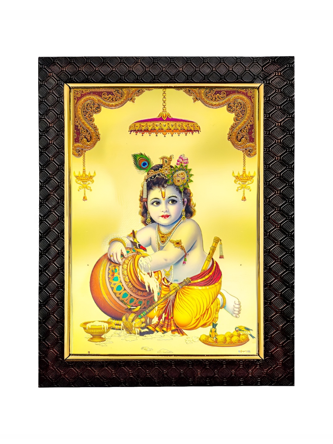 

Hawai Brown & Gold Toned Bal Gopal Krishna Wooden Photo Frames