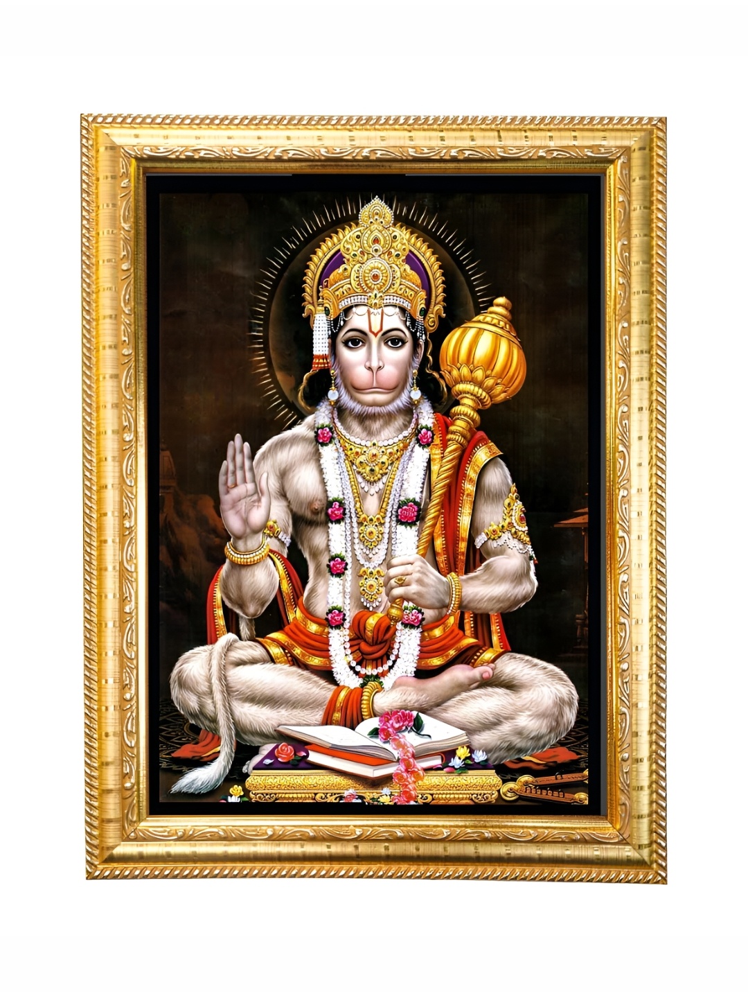 

Hawai Gold-Toned & Red Lord Hanuman Wooden Photo Frame