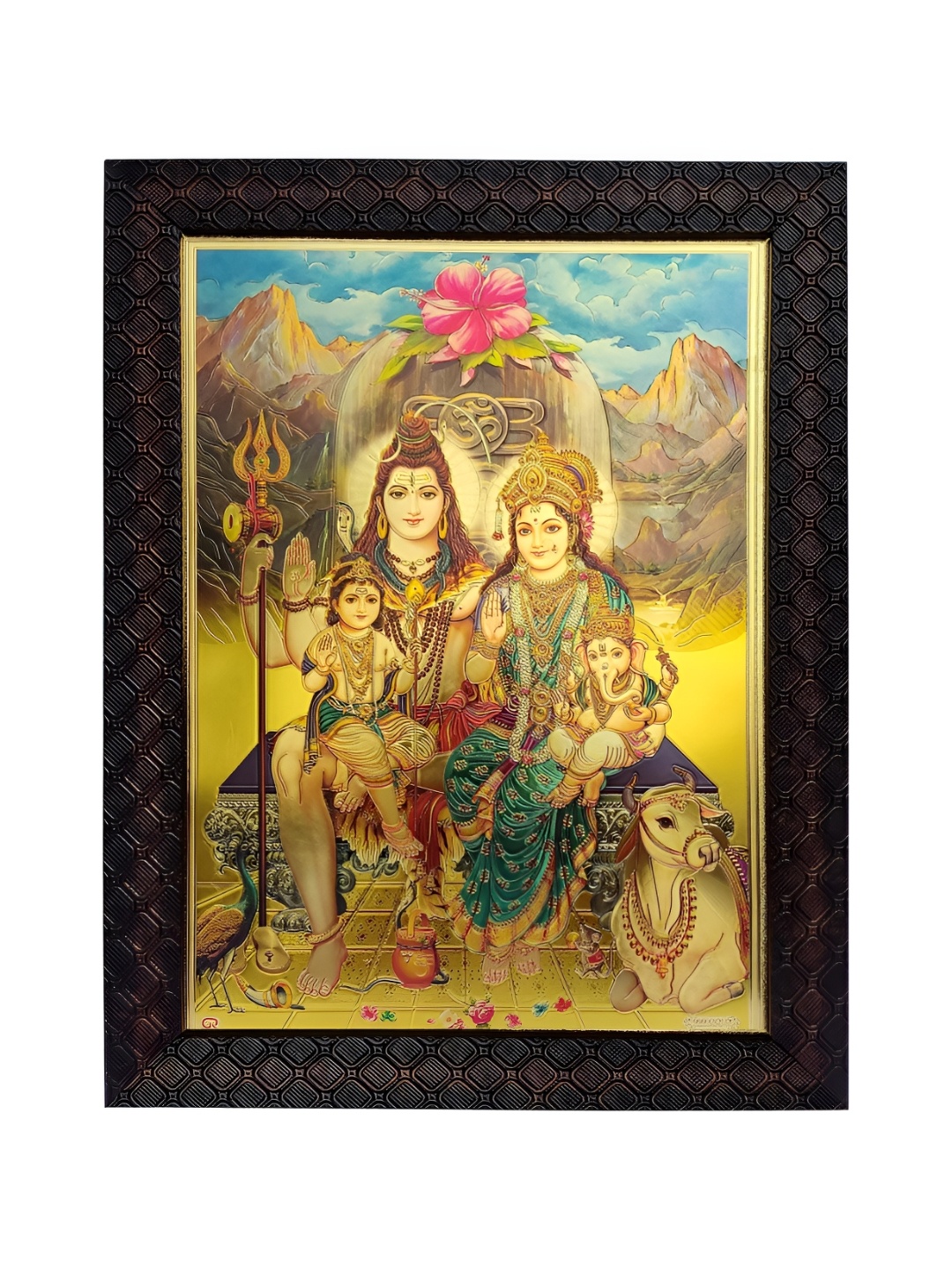 

Hawai Gold Plated Shiv Parivar Wooden Wall Photo Frame