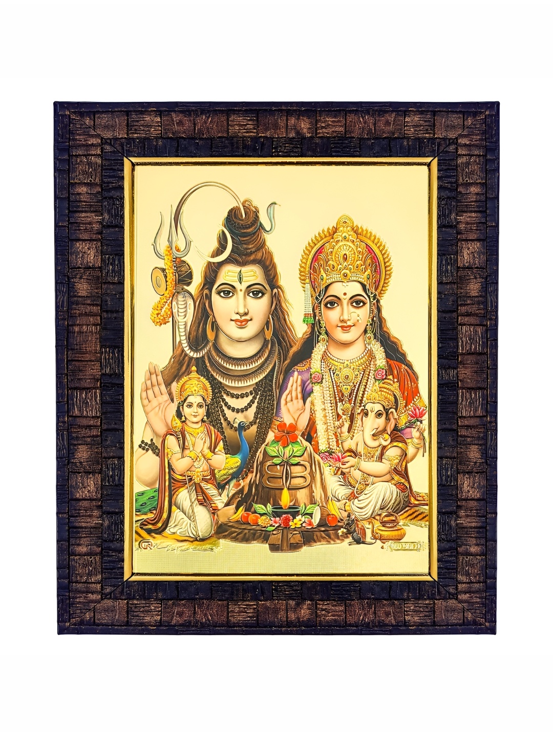 

Hawai Black Gold Plated Shiv Parivar Wooden Photo Frame