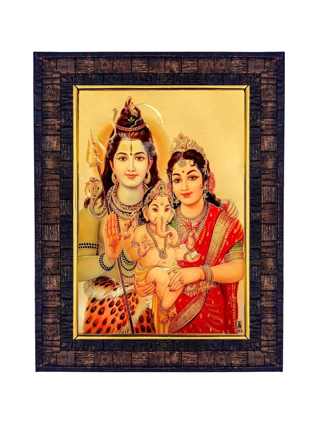 

Hawai Gold Plated Lord Shiva Shiv Parivar Wooden Wall hanging Photo Frame