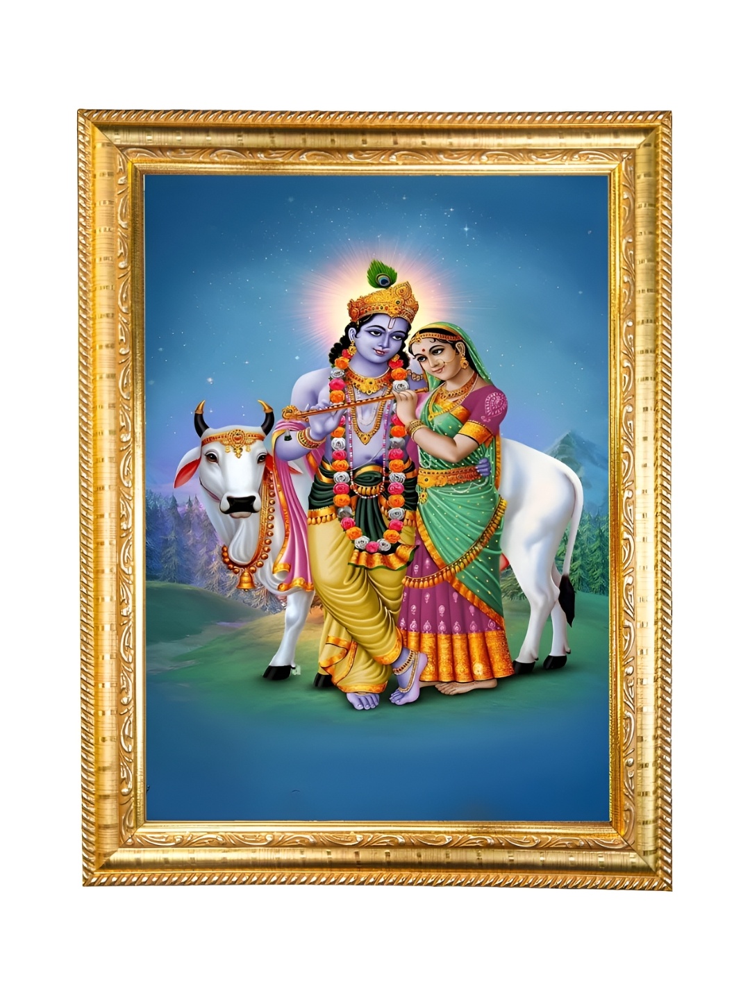 

Hawai Gold-Toned & Blue Radha Krishna Wooden Photo Frames