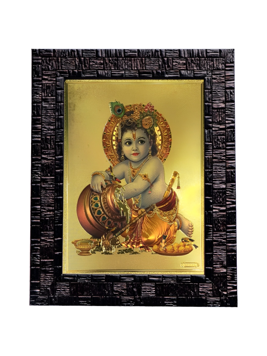 

Hawai Gold-Toned & Brown Bal Gopal Wooden Wall Photo Frame