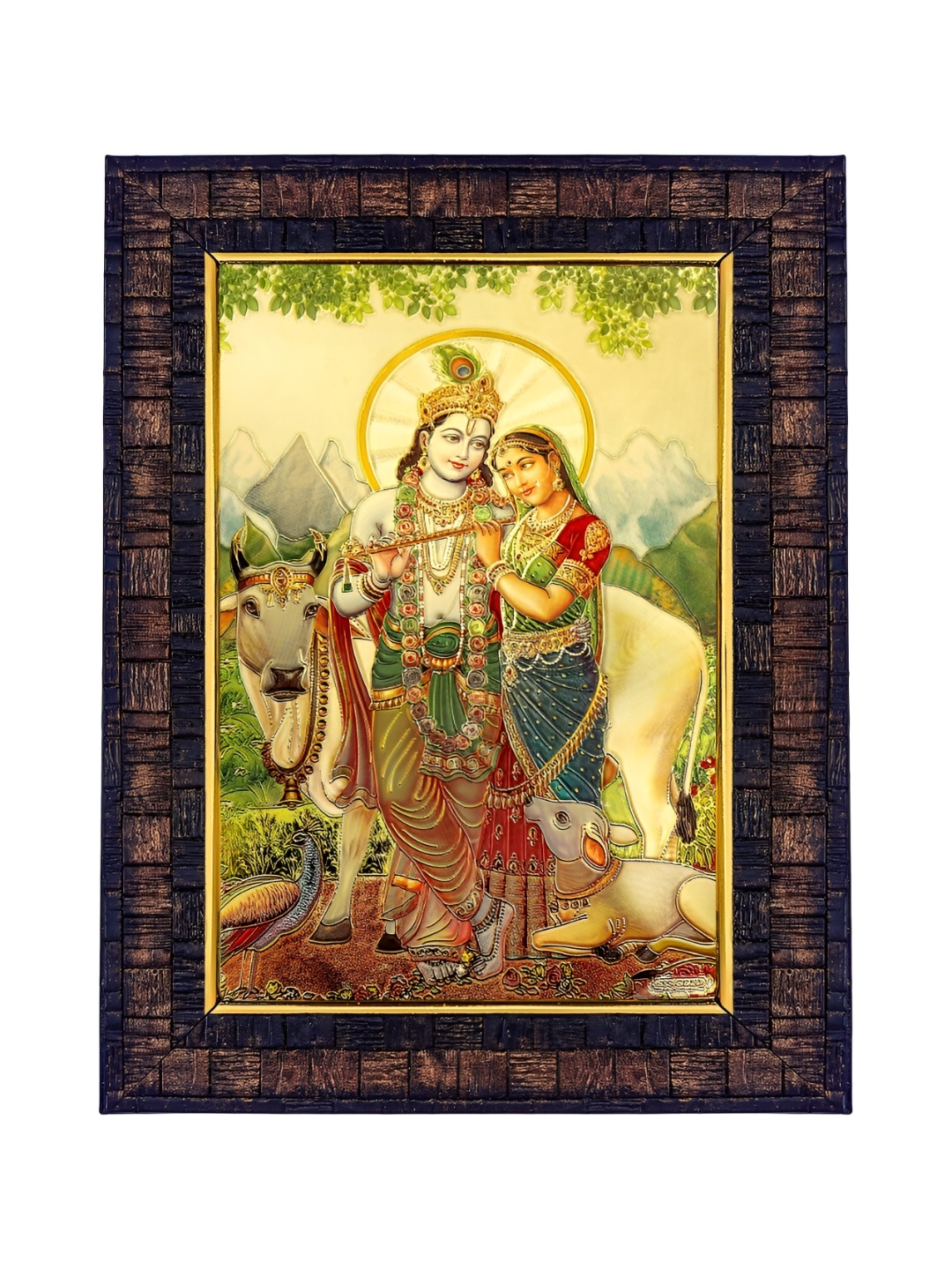 

Hawai Gold-Toned & Brown Radha Krishna Wooden Wall Photo Frame