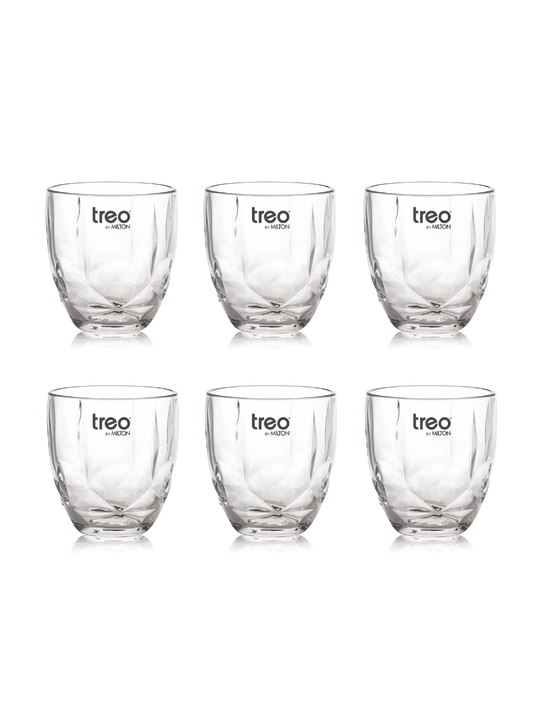 

Treo Set of 6 Diamond Transparent Juice Glass Tumbler 230 ml