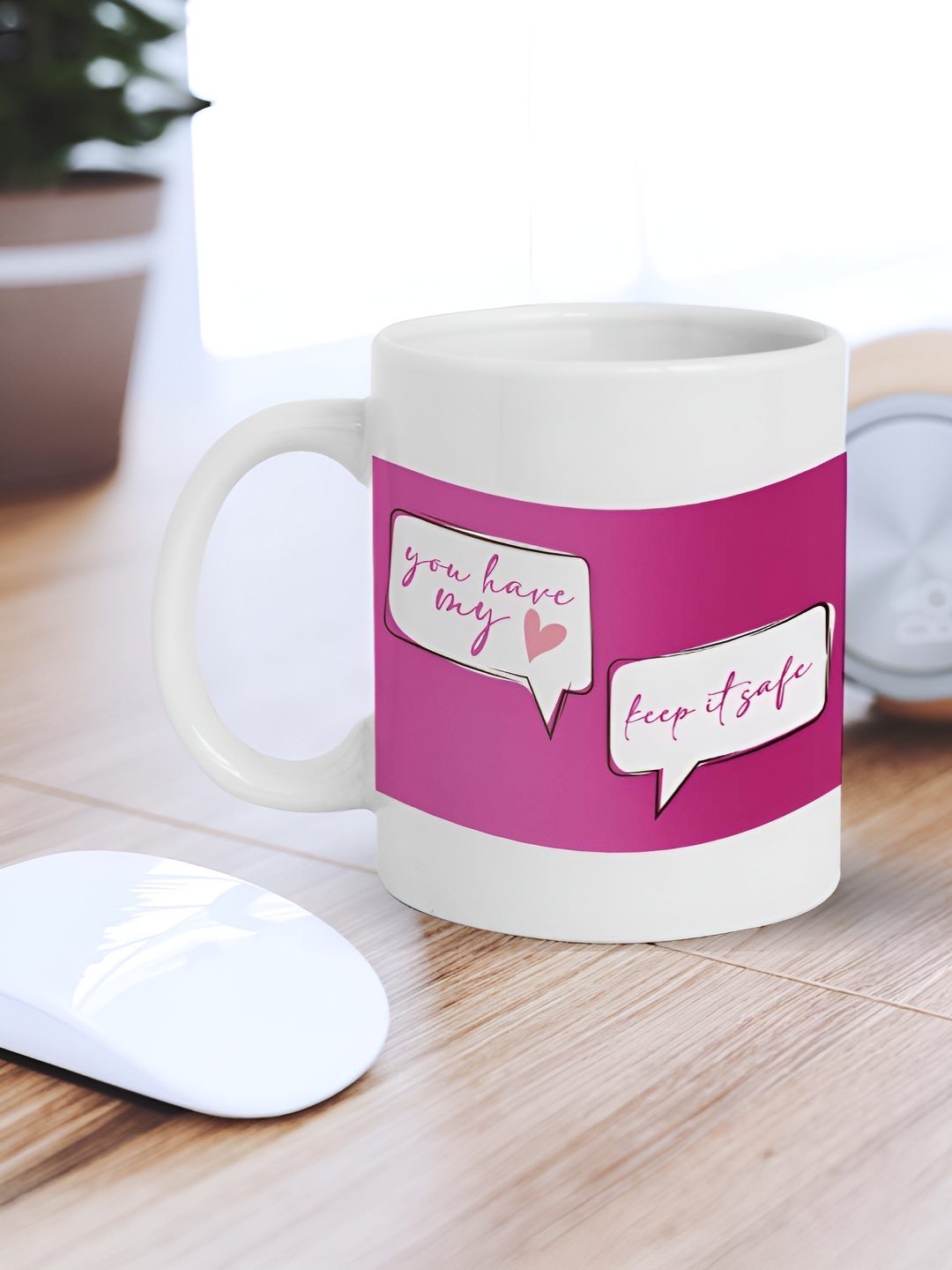 

eCraftIndia White & Pink Message Box Printed Ceramic Coffee Mug