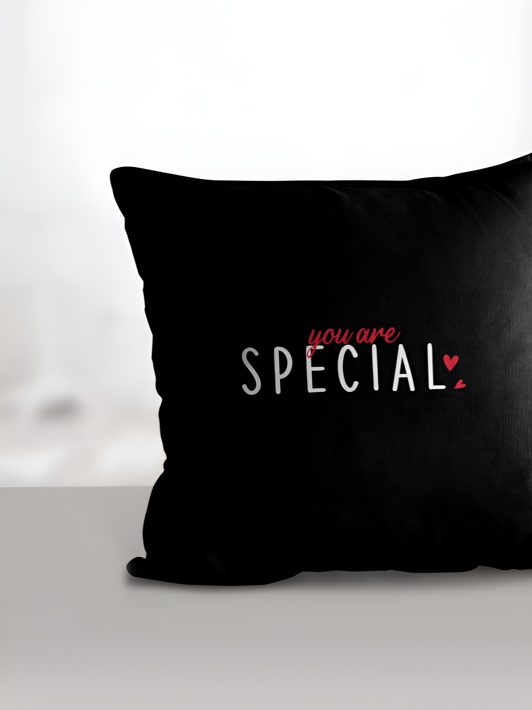 

eCraftIndia Black & Red Aesthetic Quote Printed Square Pre-Filled Cushion