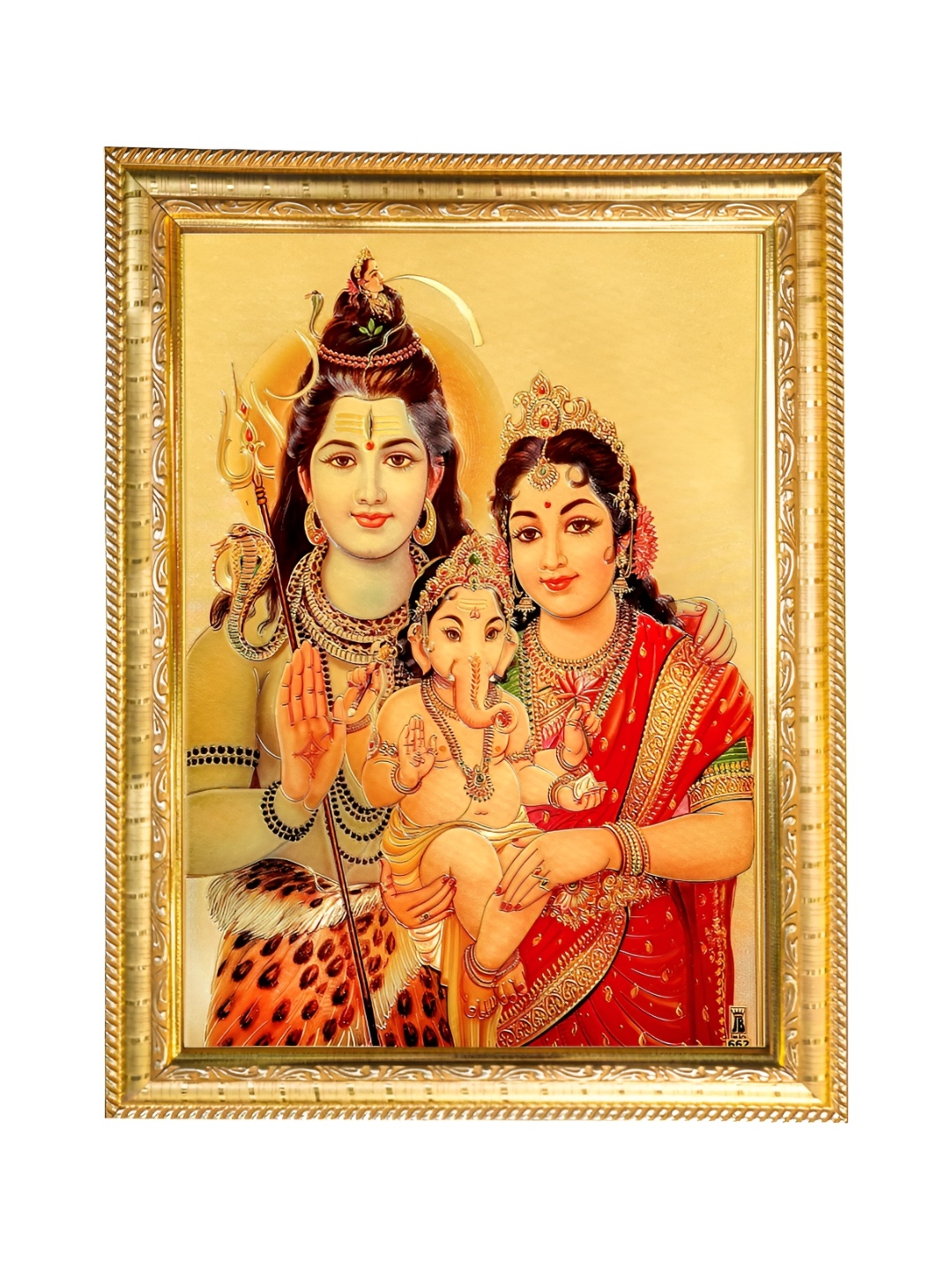 

Hawai Gold-Toned Lord Shiva Shiv Parivar Wooden Wall Hanging Photo Frame