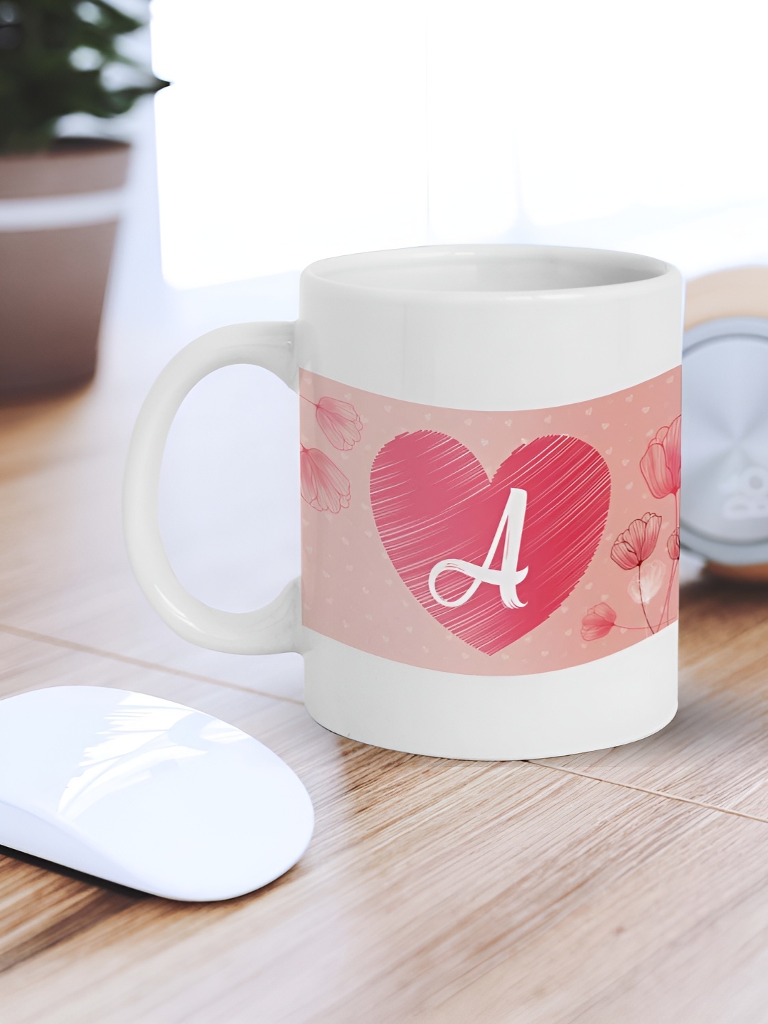 

eCraftIndia White & Pink Alphabet "A" Printed Ceramic Coffee Mug