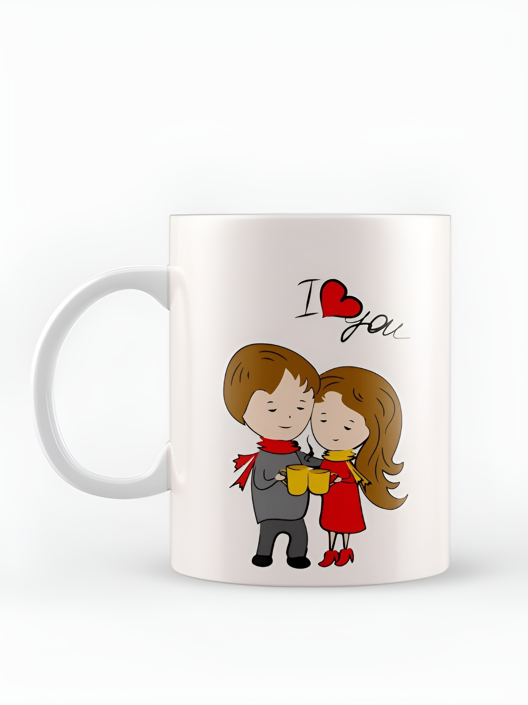 

eCraftIndia White & Red "I love you" Valentine Love theme Printed Ceramic Coffee Mug
