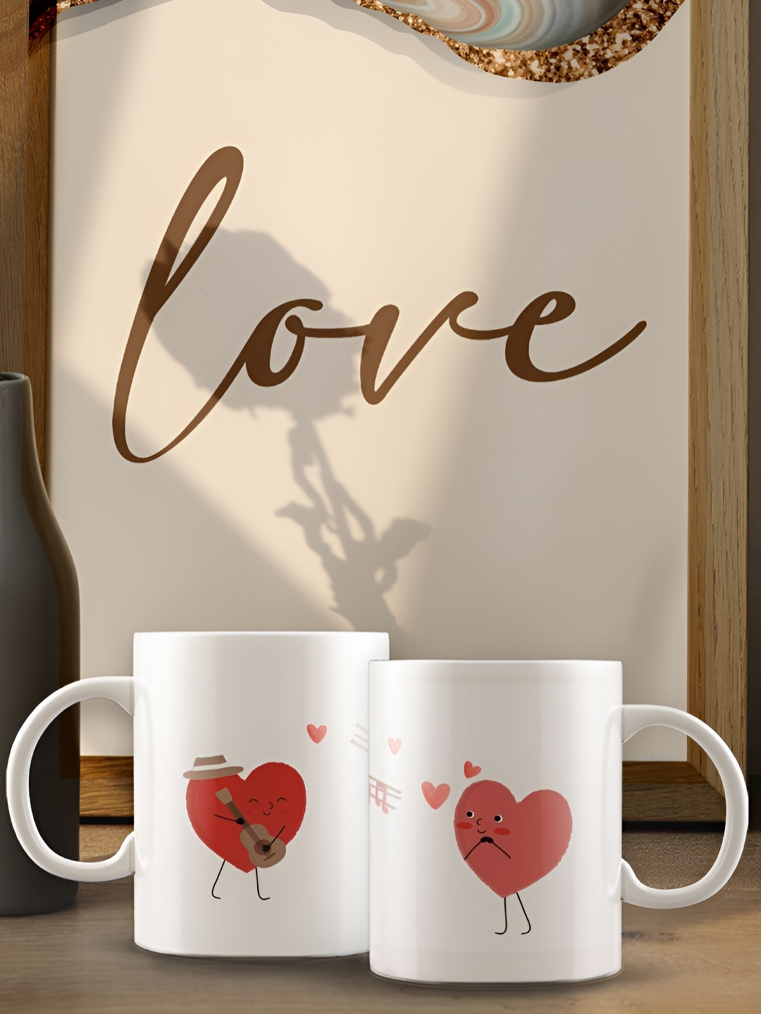 

eCraftIndia White & Red 2 Pieces Valentine Love theme Printed Ceramic Coffee Mugs