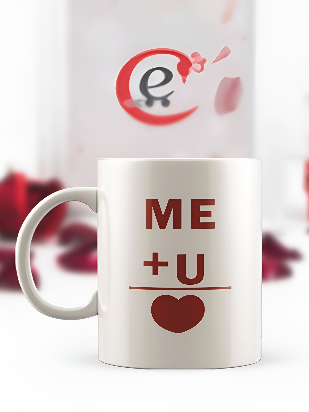

eCraftIndia White & Red "Me+ U" Valentine Love Theme Printed Ceramic Coffee Mug
