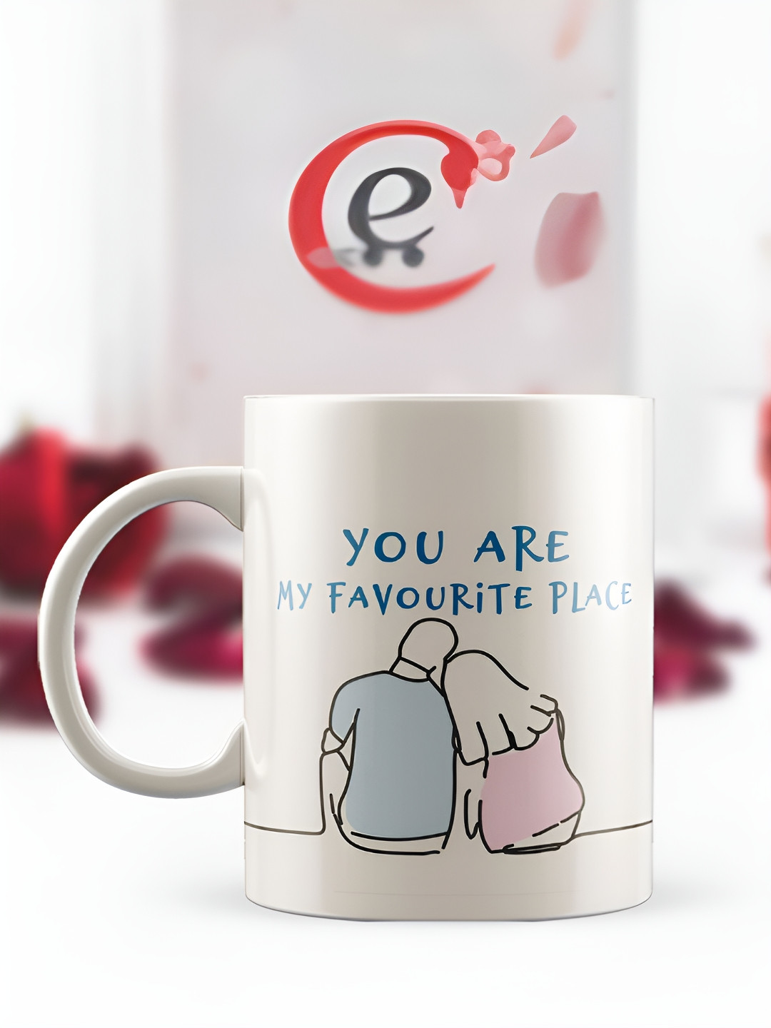 

eCraftIndia White & Blue "You Are My Favourite Place" theme Printed Ceramic Coffee Mug