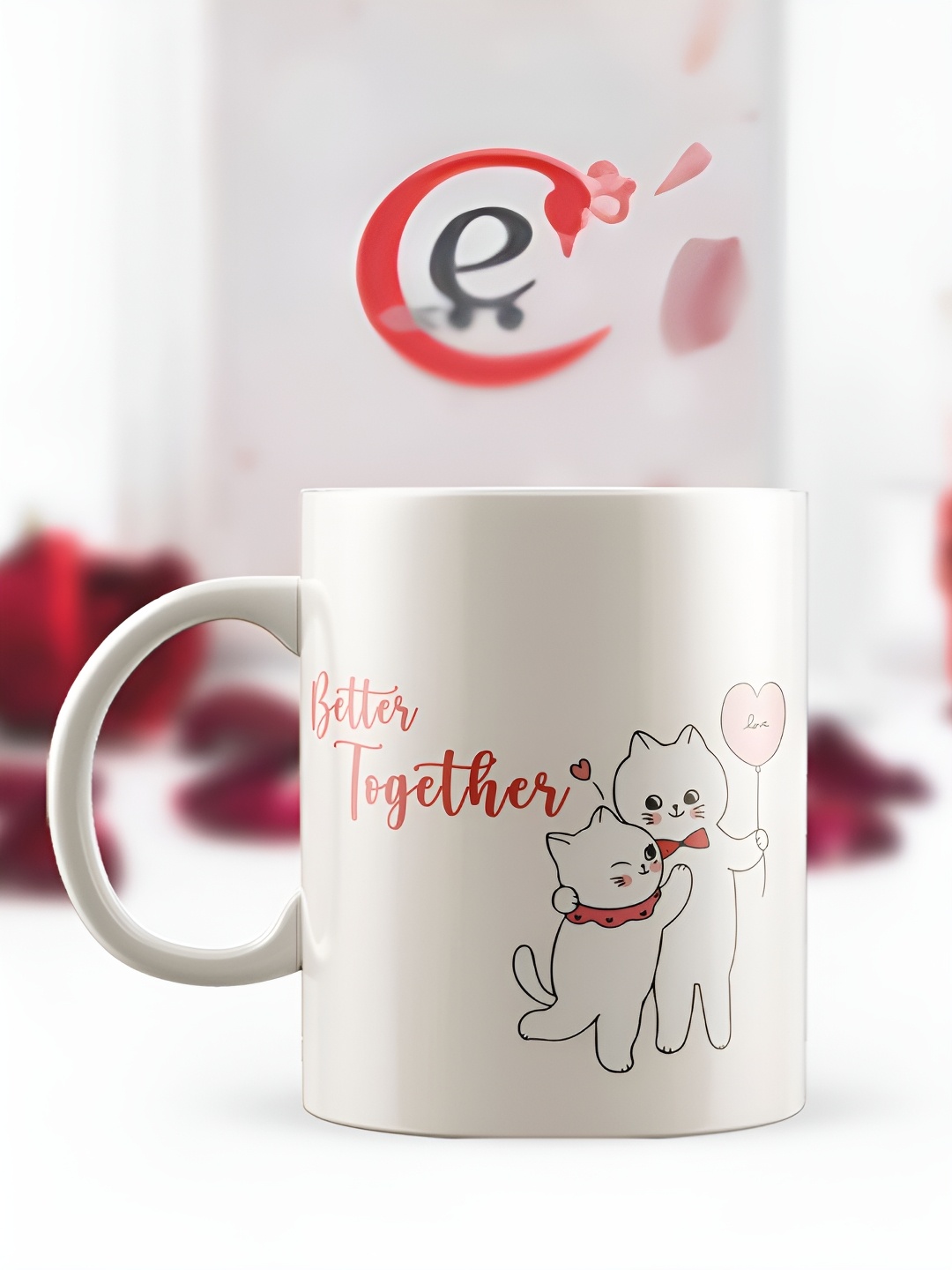

eCraftIndia White & Pink "Better Together" Valentine Love Printed Ceramic Coffee Mug