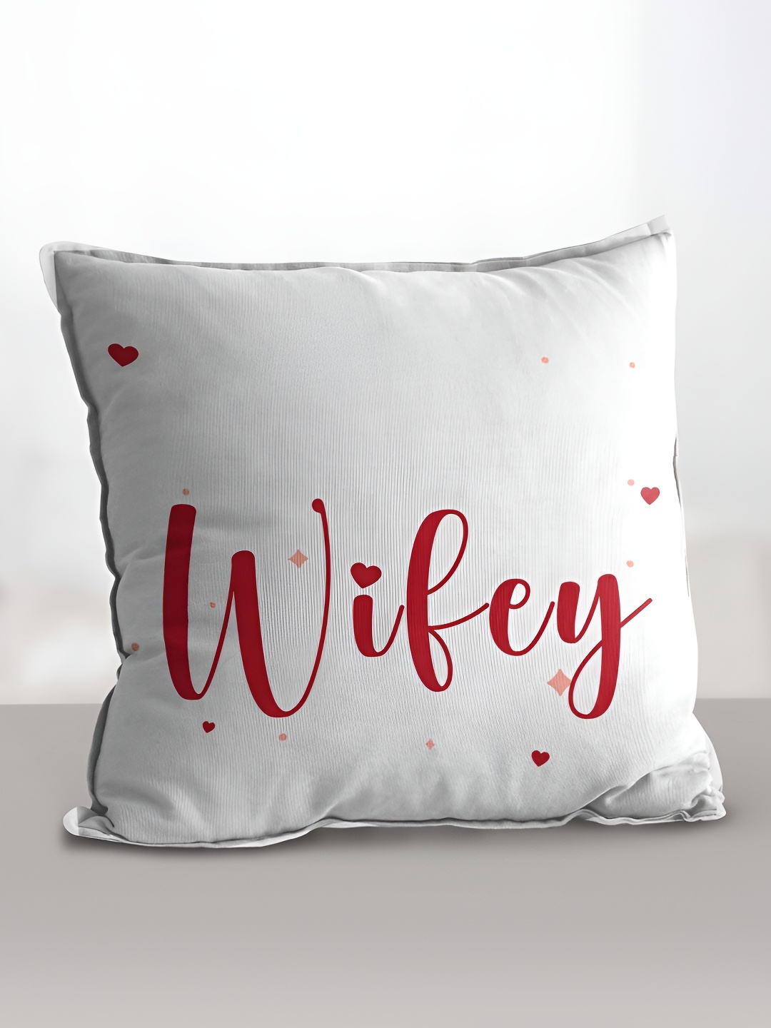 

eCraftIndia Wifey Word Digital Printed Cushion Cover With Cushion Filler Set, White