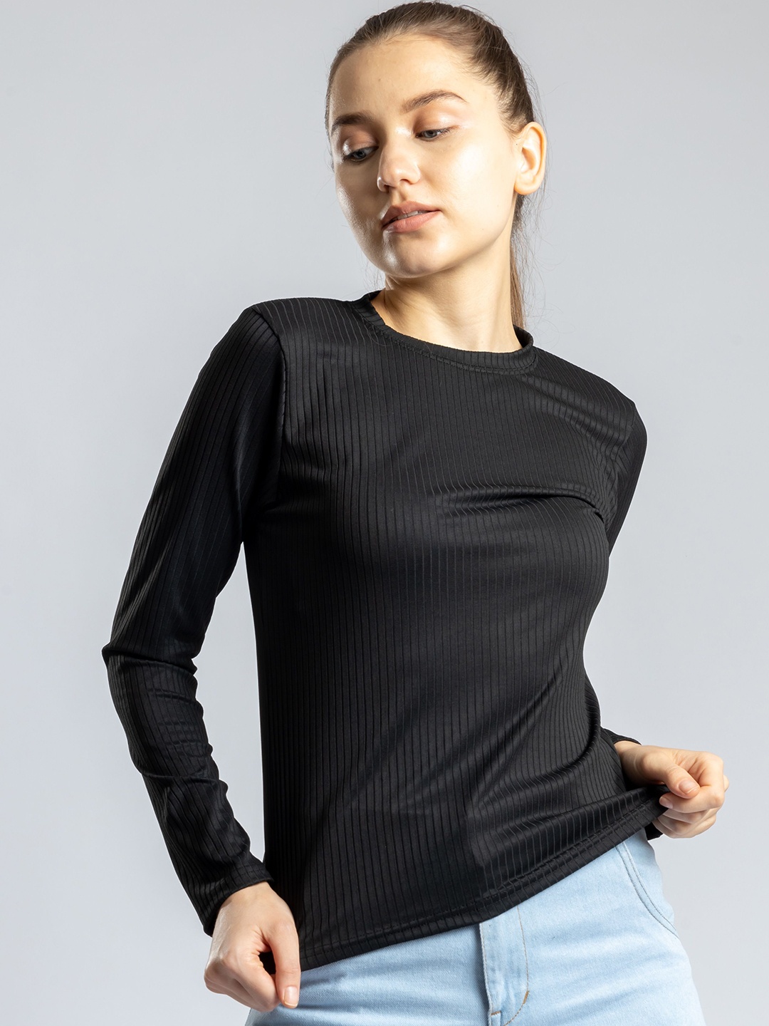 

PYR8 Striped Top, Black