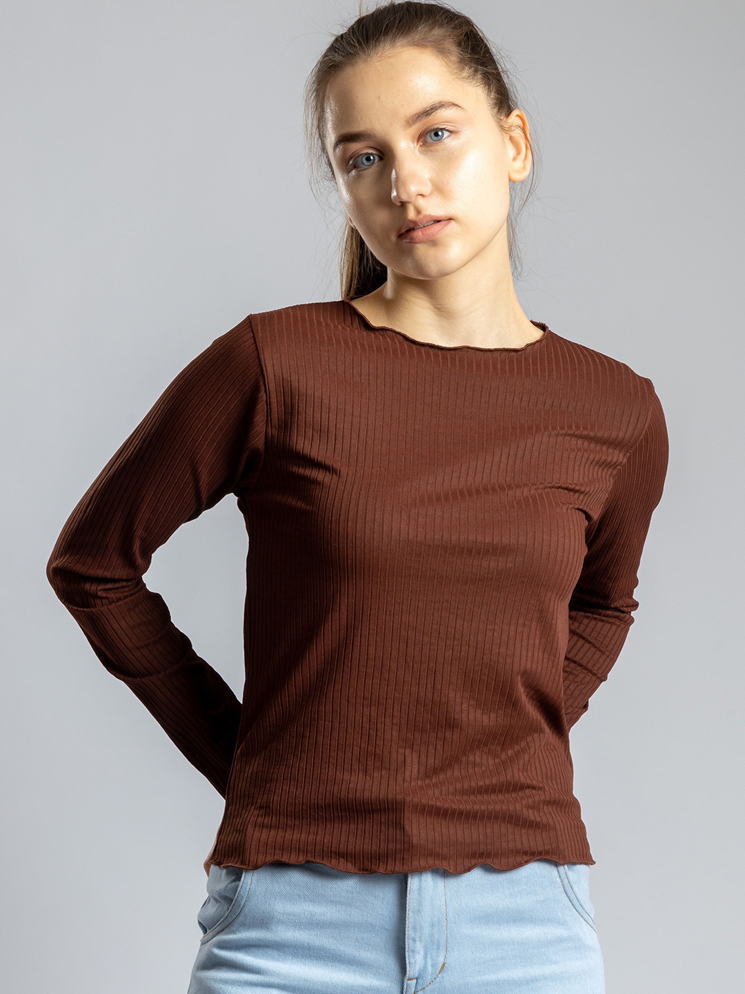 

PYR8 Striped Top, Brown