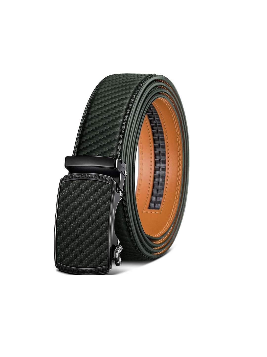 

CONTACTS Men Textured Leather Formal Belt, Green