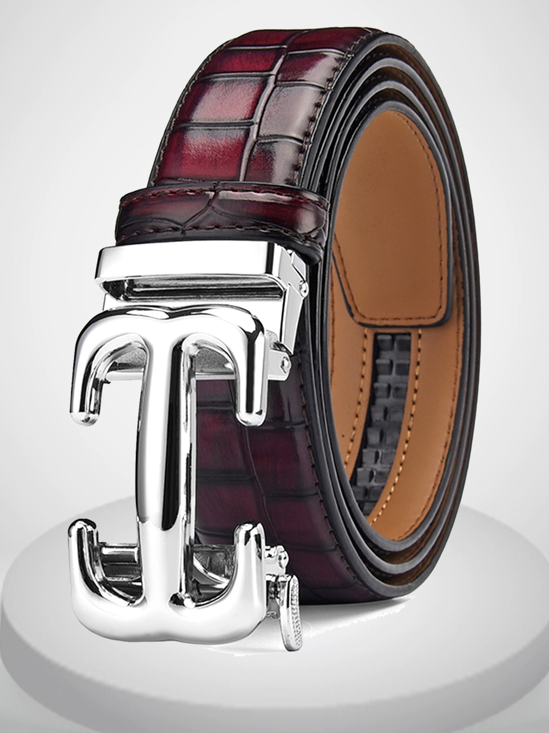 

CONTACTS Men Leather Formal Belt, Red