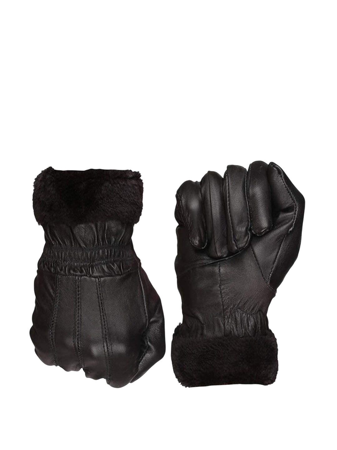 

Alexvyan Women Leather Winter Gloves, Black