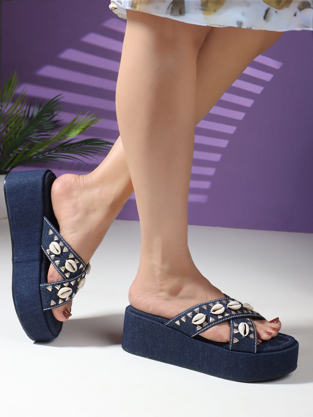 

Carlton London Embellished Flatform Sandals, Navy blue