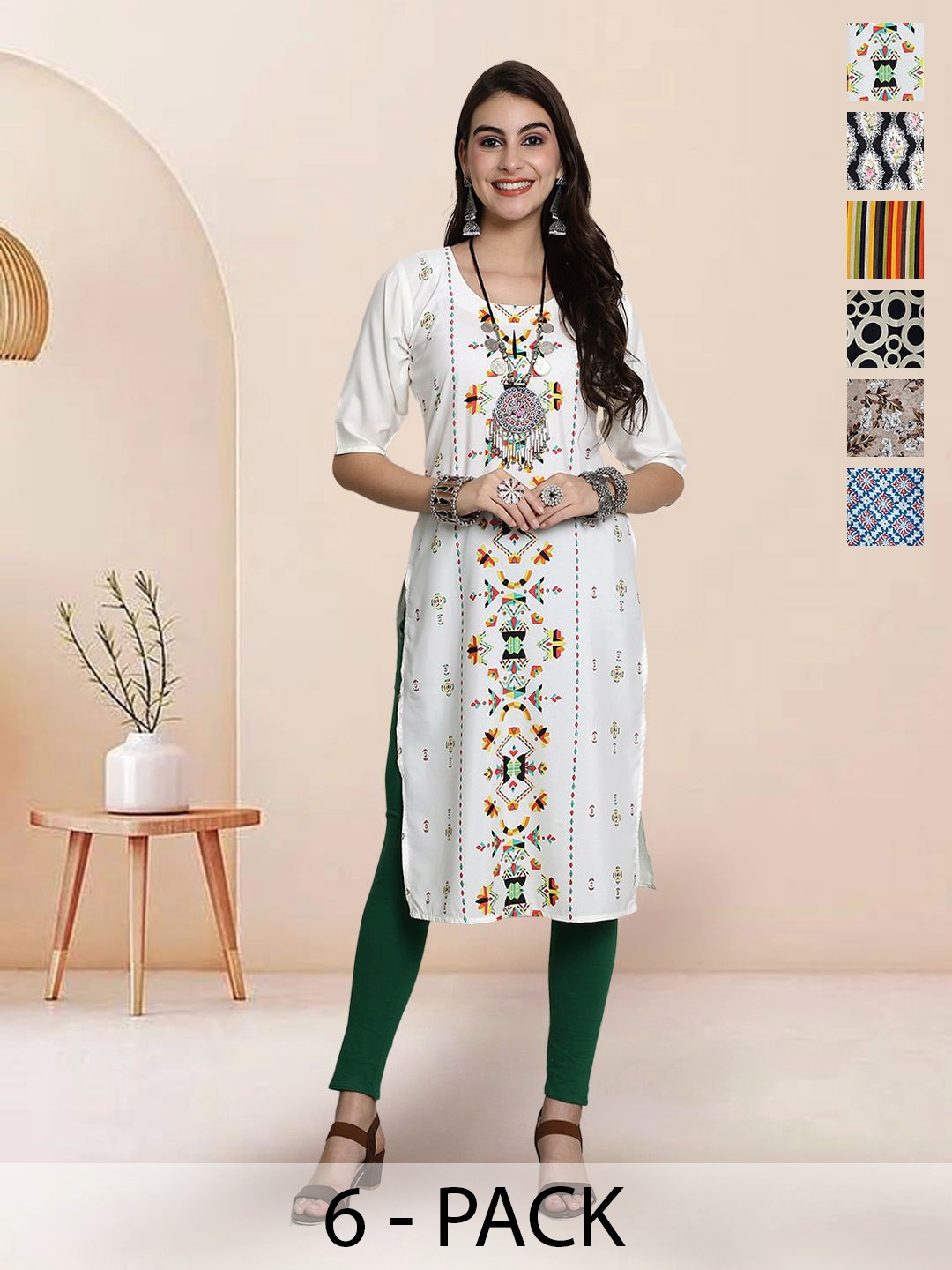 

7Threads Women Ethnic Motifs Printed Floral Crepe Kurta, Multi