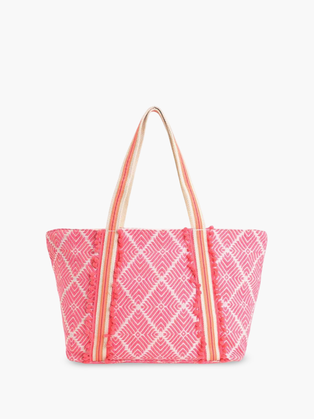 

Anouk Printed Shopper Shoulder Bag with Cut Work, Pink