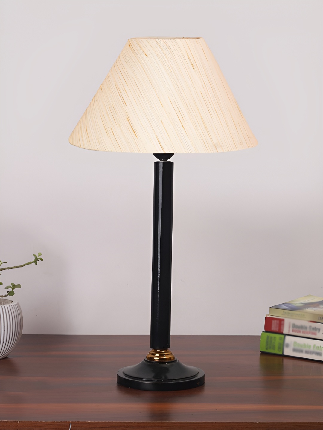 

Aura Off White Wood Contemporary Triangle Table Lamp