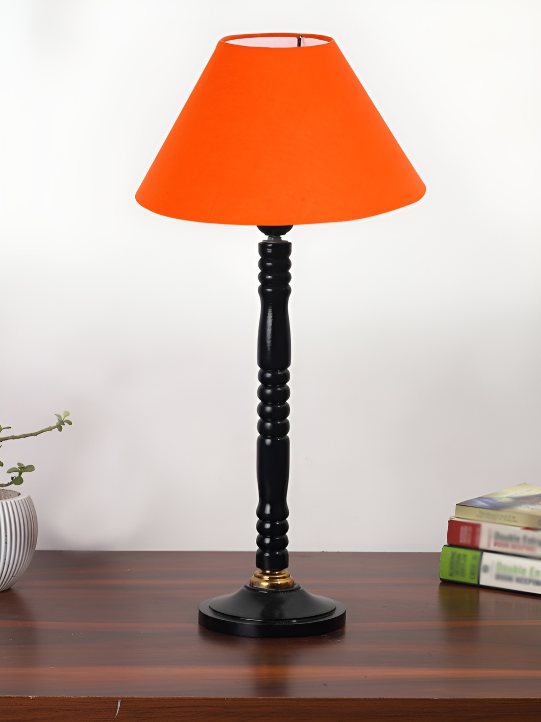 

Aura Orange Wood Traditional Cylindrical Shaped Table Lamp