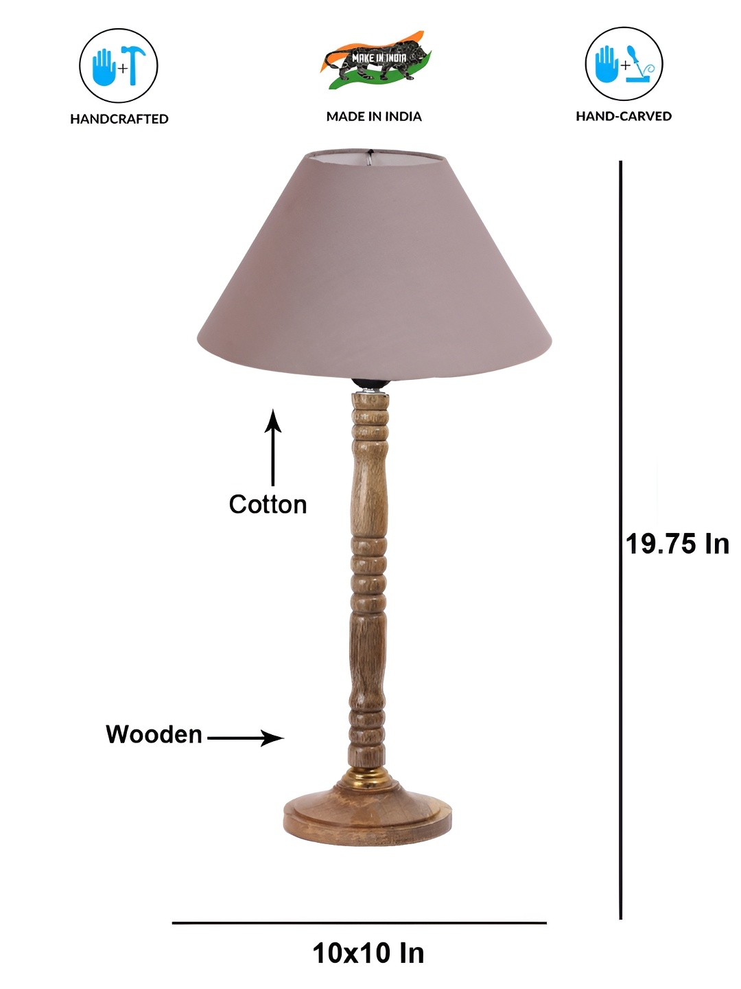 

Aura Grey Wood Contemporary Bell Shaped Table Lamp