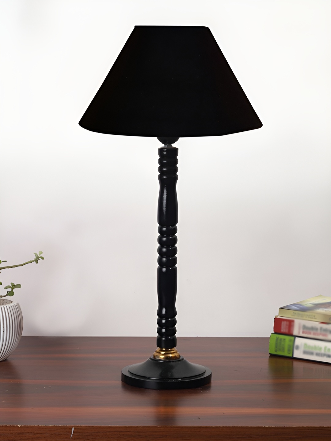 

Aura Black Wood Traditional Abstract Shaped Table Lamp
