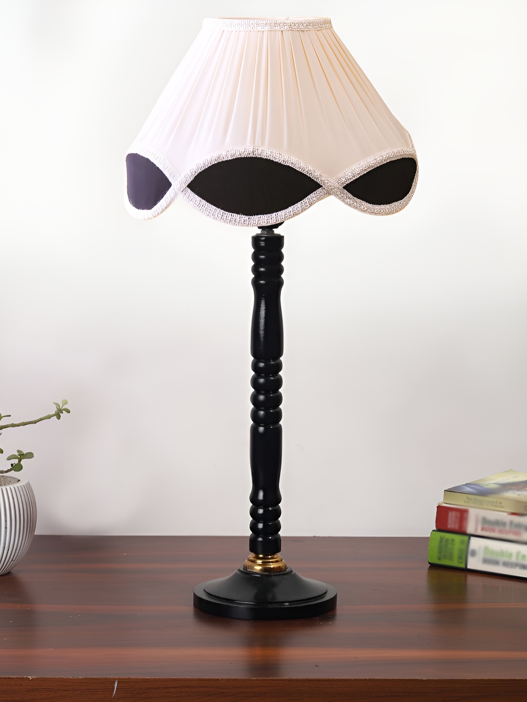 

Aura Off White Wood Traditional Bell Shaped Table Lamp