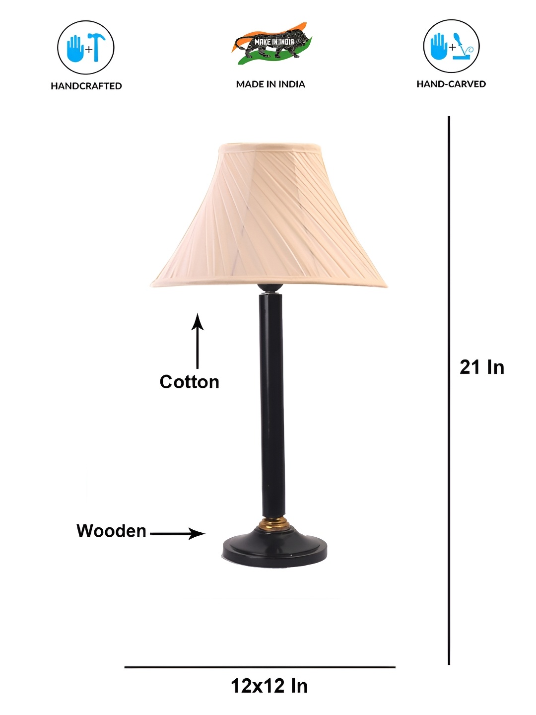 

Aura Off White Wood Contemporary Bell Shaped Table Lamp