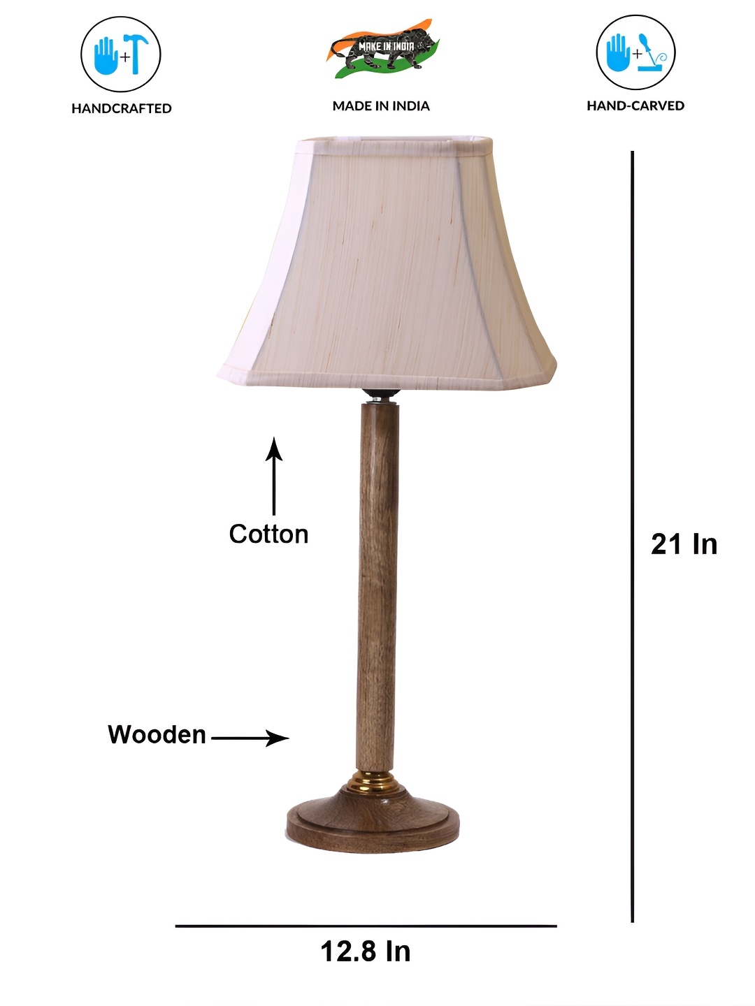 

Aura Off White Wood Traditional Frusturical Shaped Table Lamp