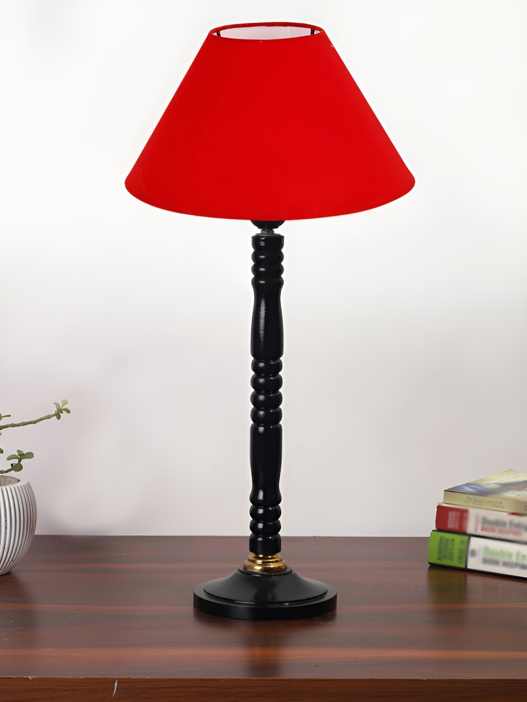 

Aura Red Wood Traditional Abstract Shaped Table Lamp