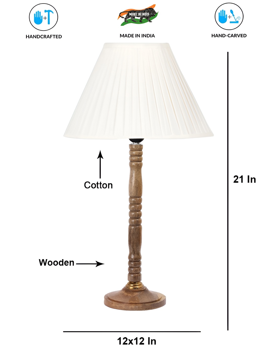 

Aura Multicoloured Wood Traditional Bell Shaped Table Lamp, Multi