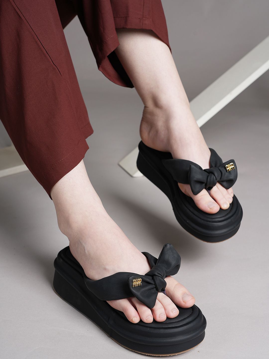 

Lavie Platform Sandals with Bows, Black