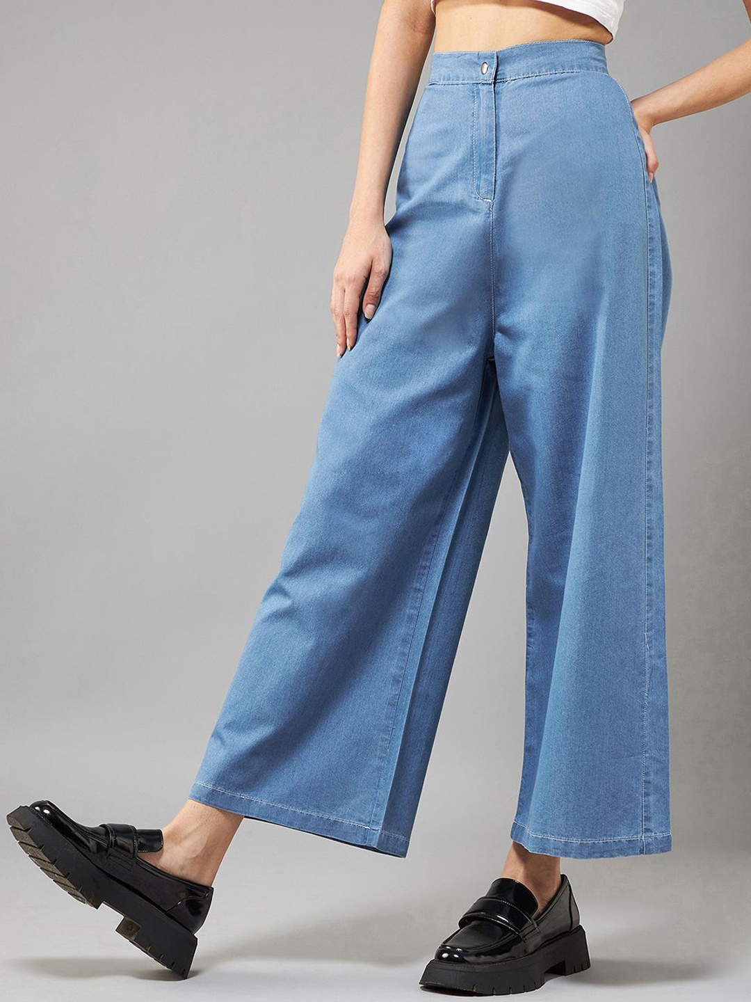 

DOLCE CRUDO Women Wide Leg High-Rise Light Fade Jeans, Blue