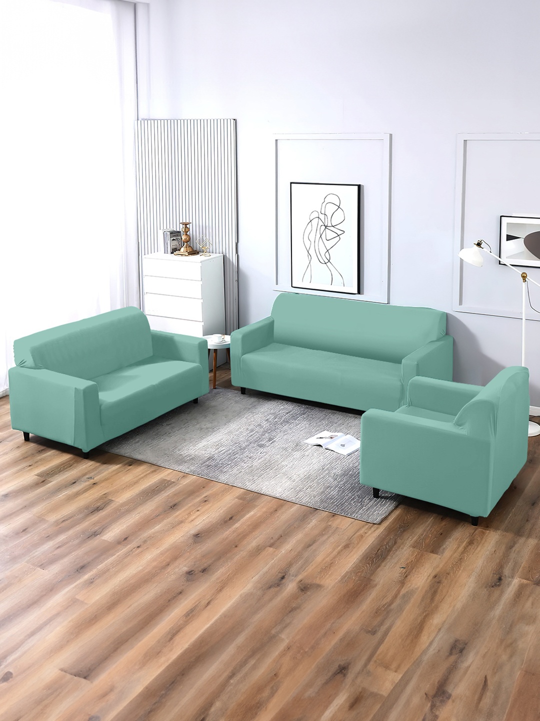 

Cortina Green Three Seater Sofa Cover With 2 single seater sofa cover