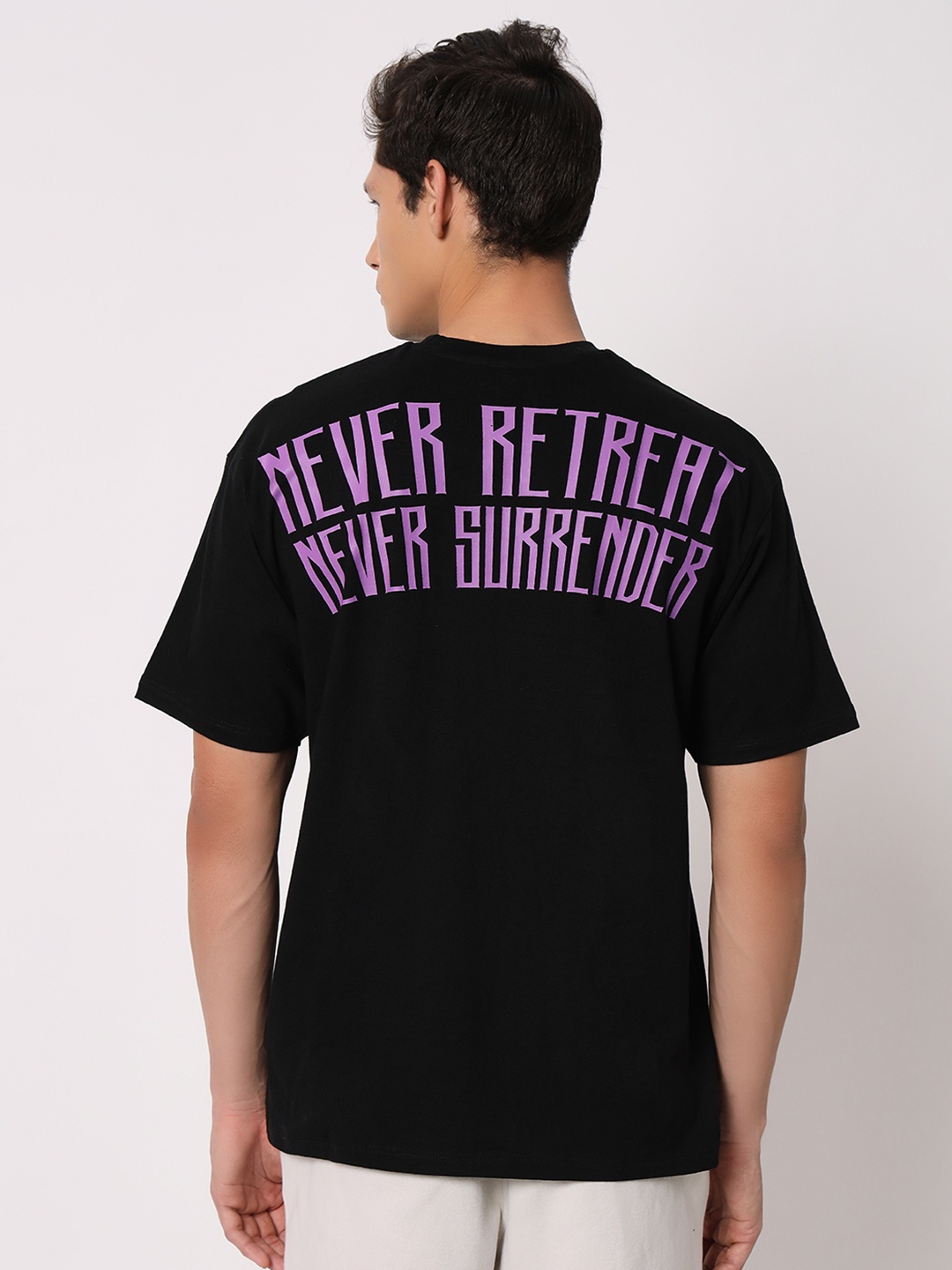 

Anax Aesthetics Typography Printed Round Neck Cotton Baggy T-shirt, Black