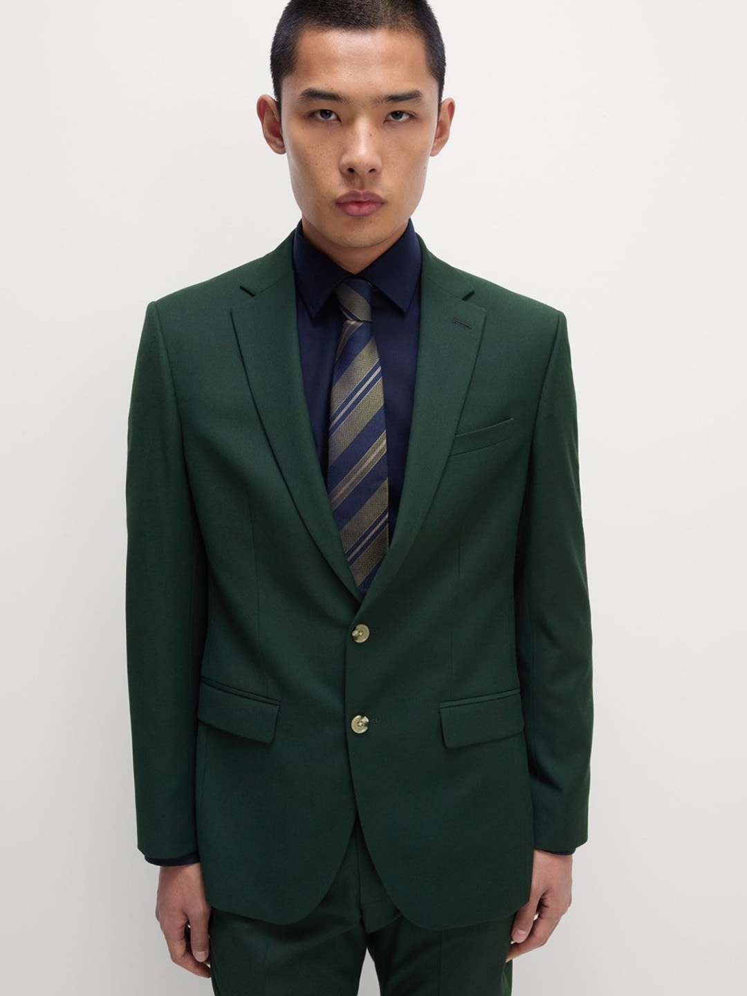 

Marks & Spencer Notched Lapel Collar Single Breasted Formal Blazer, Green