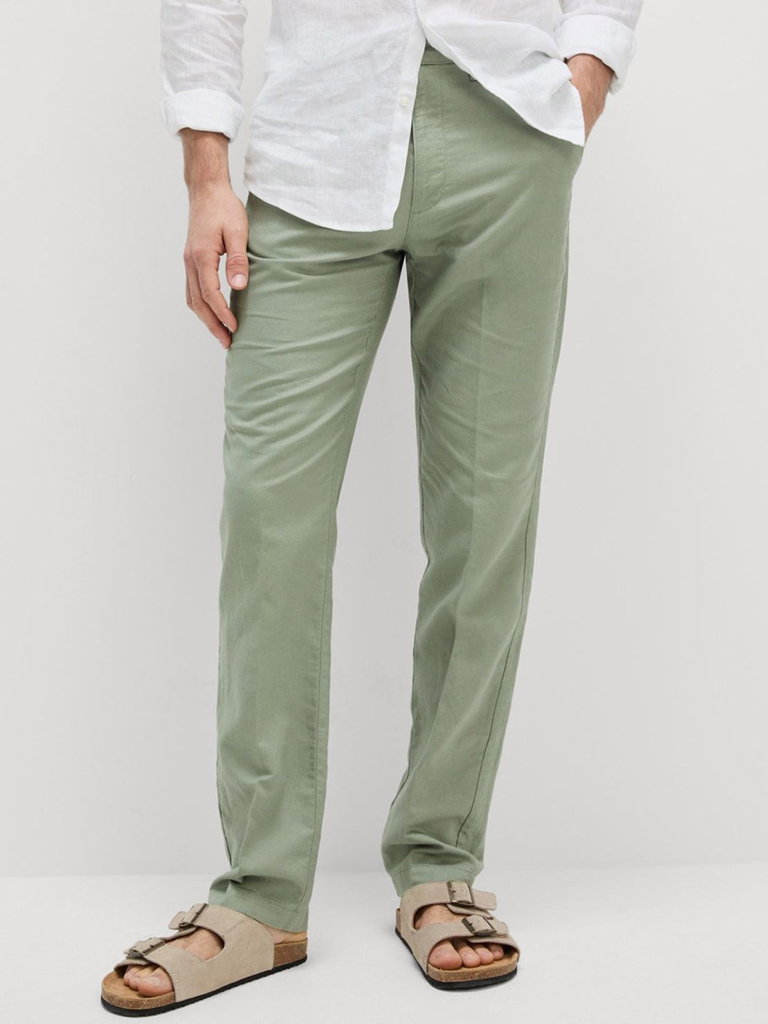 

Marks & Spencer Men High-Rise Trousers, Olive