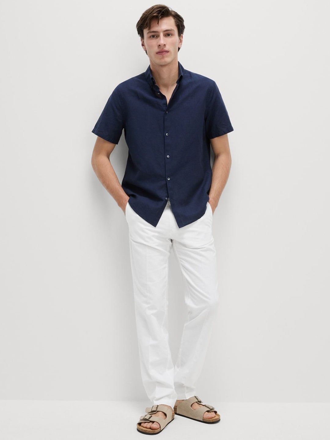 

Marks & Spencer Men High-Rise Chinos Trousers, White