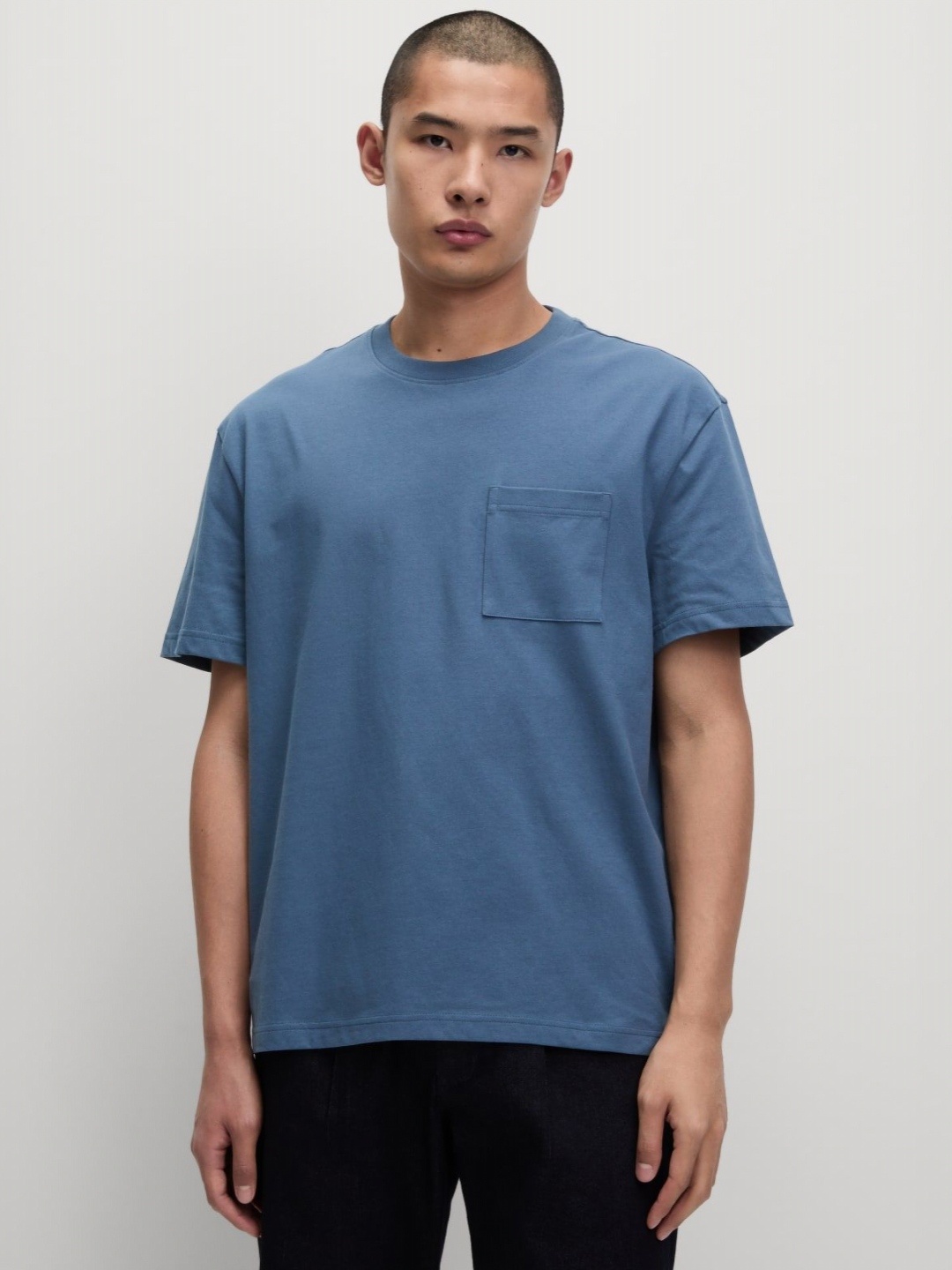 

Marks & Spencer Men Solid Round Neck Cotton T-shirt, Blue