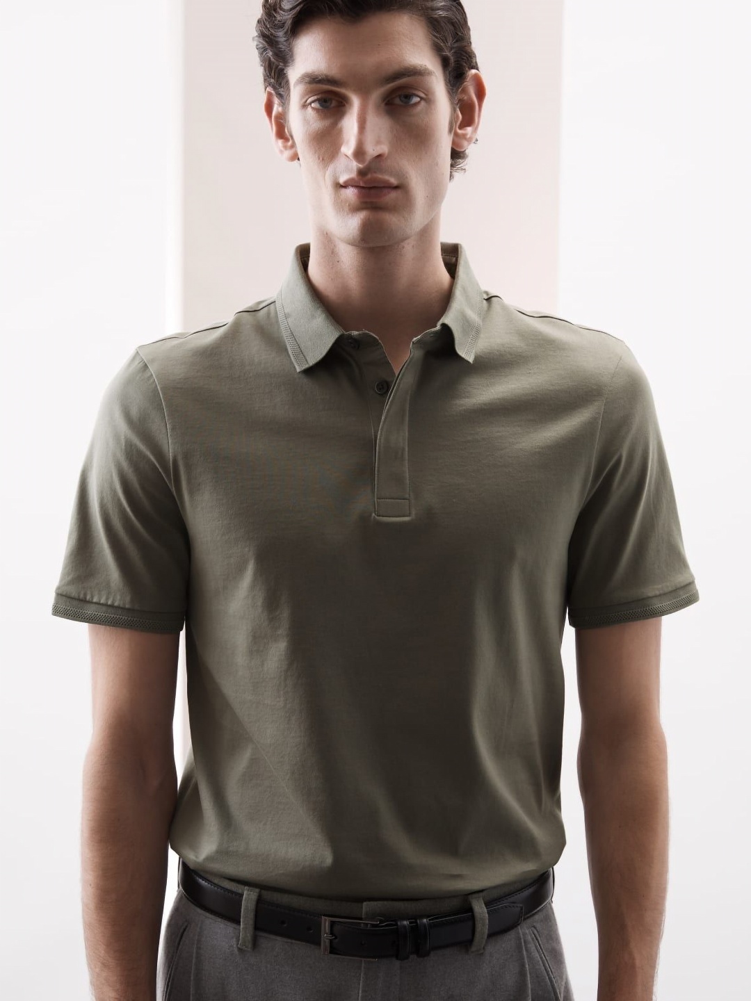 

Marks & Spencer Men Solid Pure Cotton T-shirt, Olive