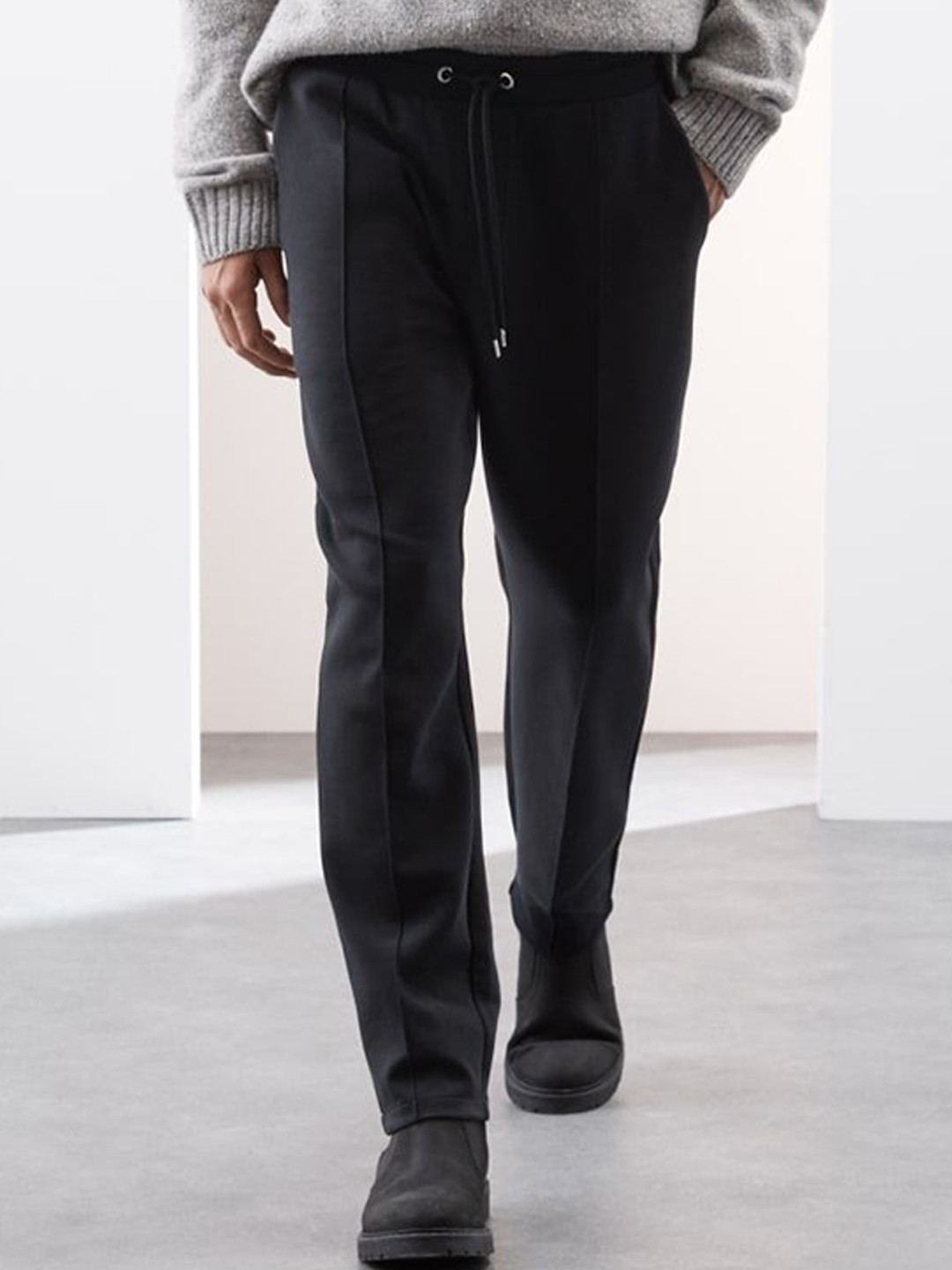 

Marks & Spencer Men Pintuck Straight Leg Track Pants, Black