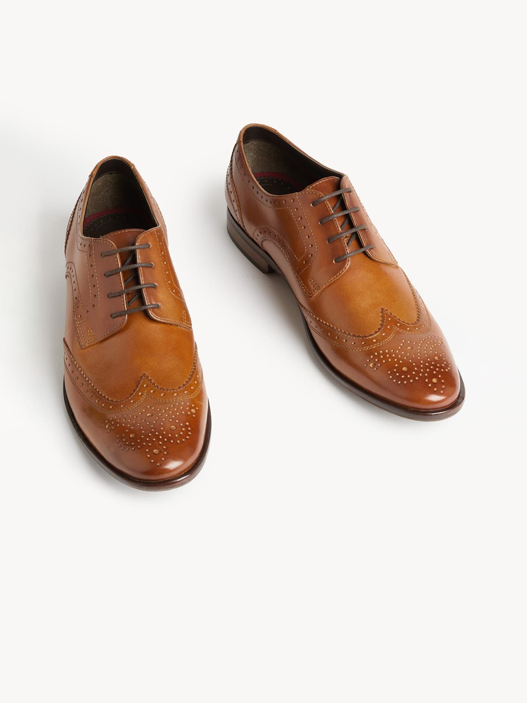 

Marks & Spencer Men Perforations Leather Brogues, Tan