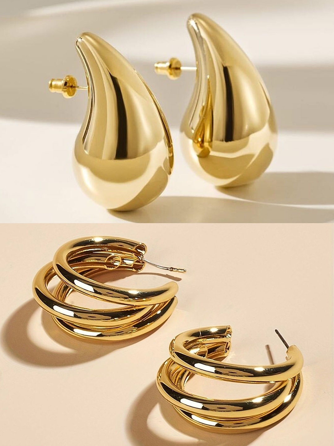 

UnfoldSelf Set of 2 Gold-Plated Contemporary Studs Earrings