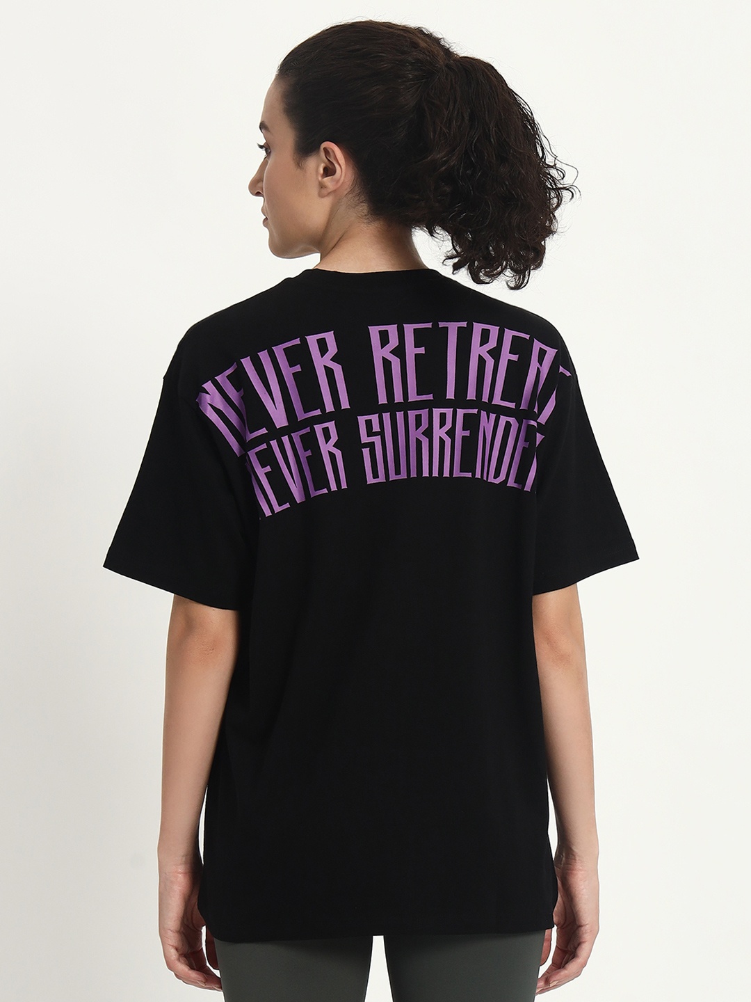 

Anax Aesthetics Women Typography Printed Round Neck Cotton Oversized T-shirt, Black